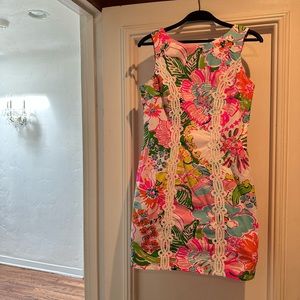 Lilly Pulitzer floral mini dress NWOT lace pineapple gold zipper target collab
